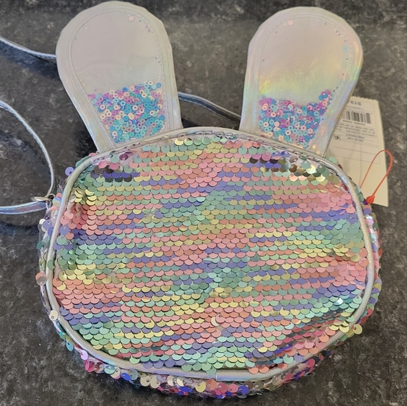 Girls Easter bunny sequin purse with ears - Picture 2 of 5